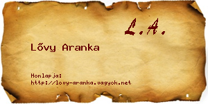 Lővy Aranka névjegykártya